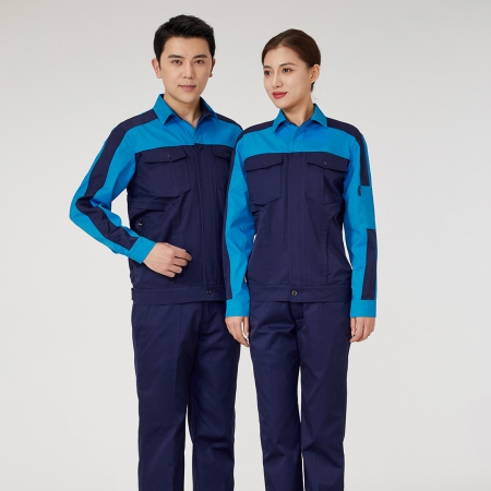 藏青拼翠藍(lán)色工作服AC2203-1